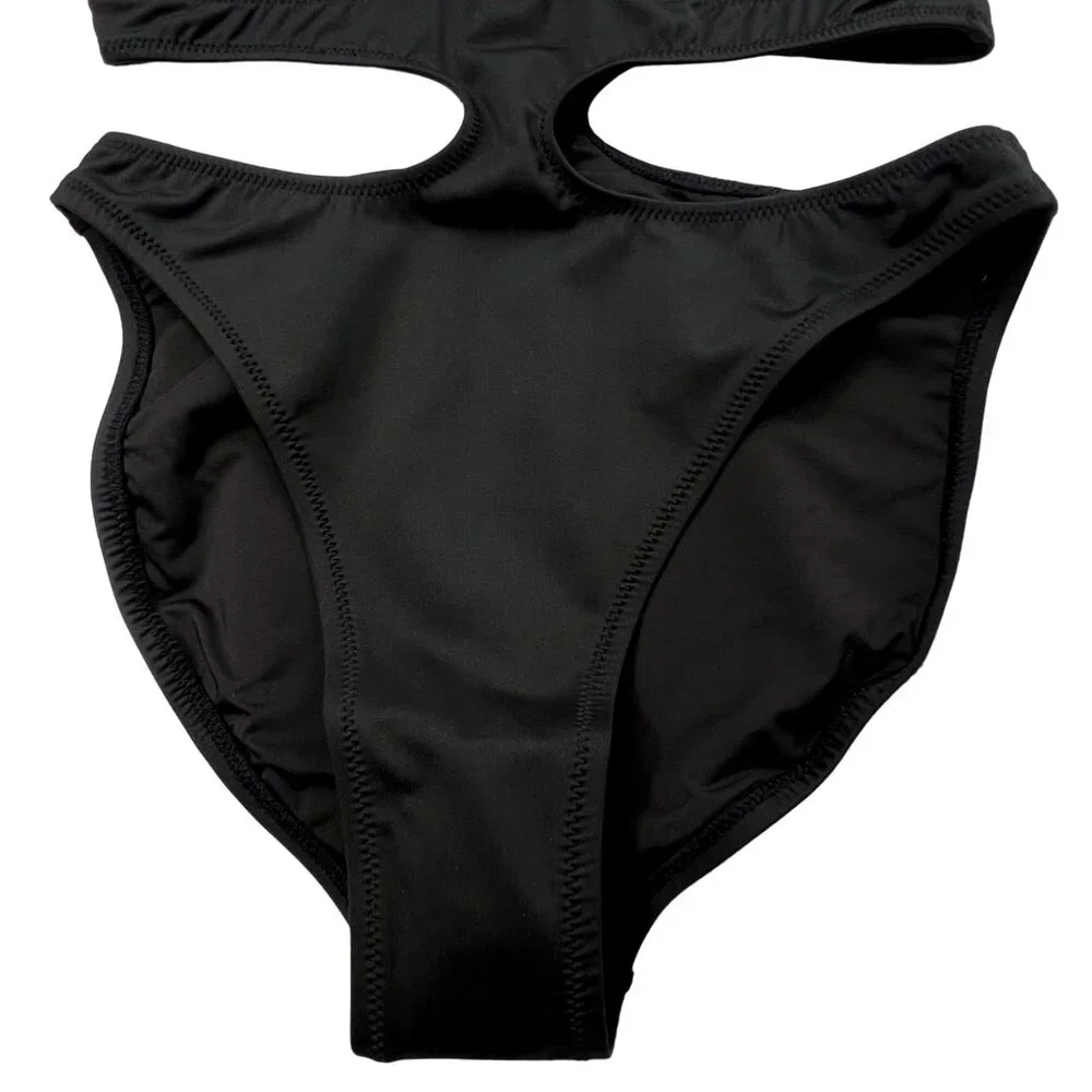 SKIMS Black Cut-Out One Piece Swimsuit